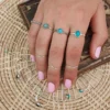 Bohemian Stainless Steel Turquoise Adjustable Ring 5