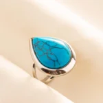 Bohemian Stainless Steel Turquoise Adjustable Ring 37