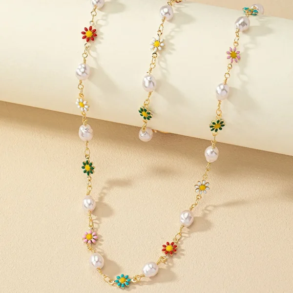 Colorful Daisy Bracelet & Necklace Set 1