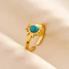 Gold Plated Bohemian Turquoise Open Ring 6