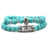 Unisex Natural Stone Turquoise Beads Bracelet Set 2