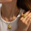 Geometric Circle Natural Turquoise Jewelry 2