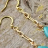 Dangling Link Chain Turquoise Earrings 4