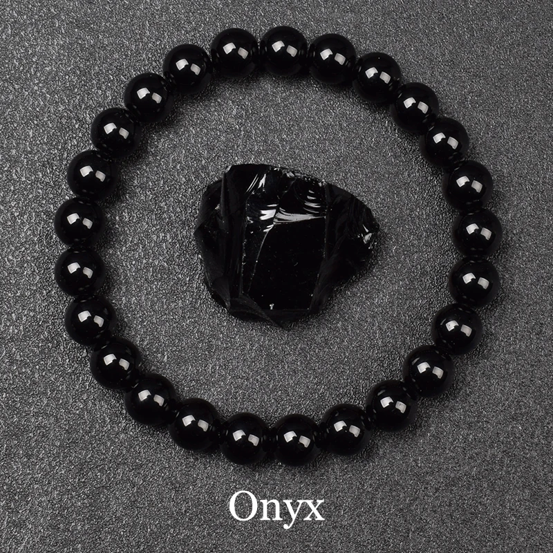 Unisex Natural Black Stones Bracelet 1