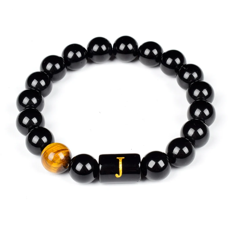 Initials Black Onyx and Tiger Eye Bracelet for Men 1