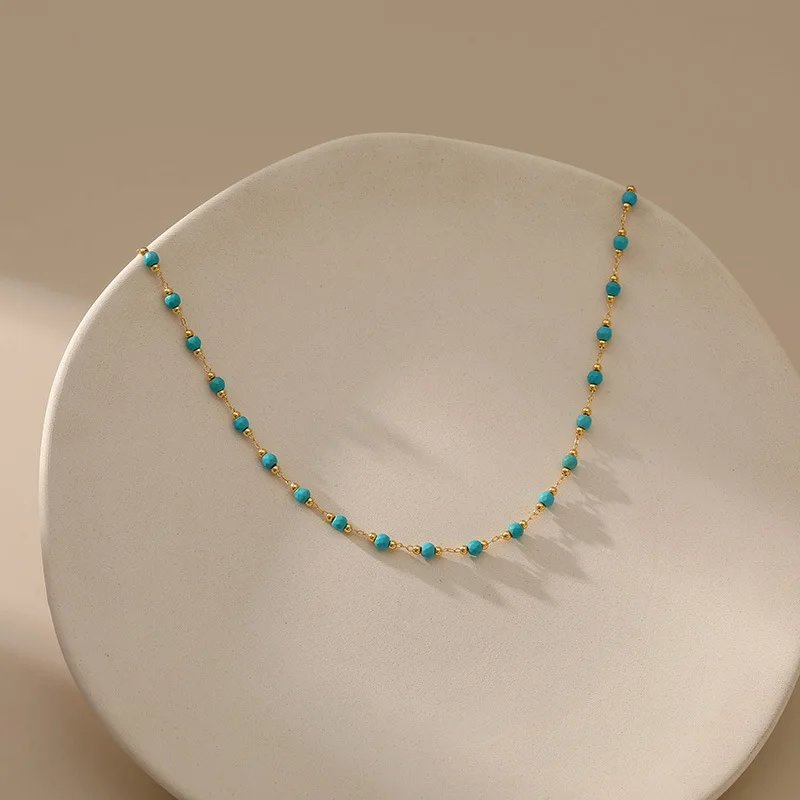 Turquoise Beads Chain Necklace 2