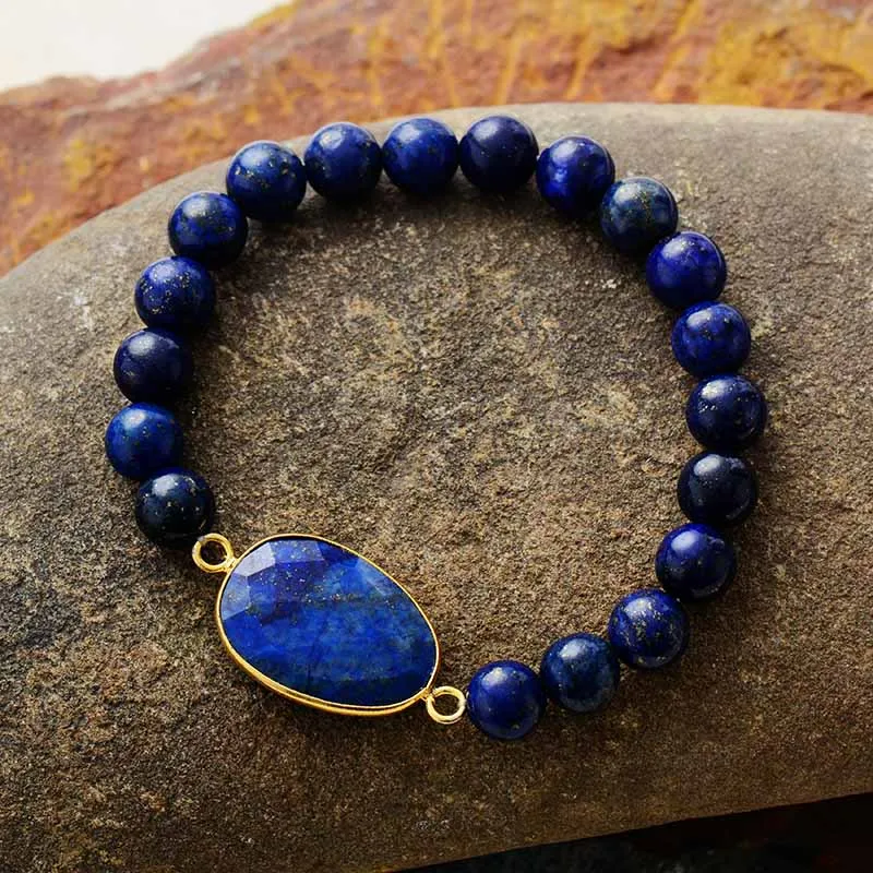 Black Agate/ Lapis Lazuli Beaded Bracelet 2