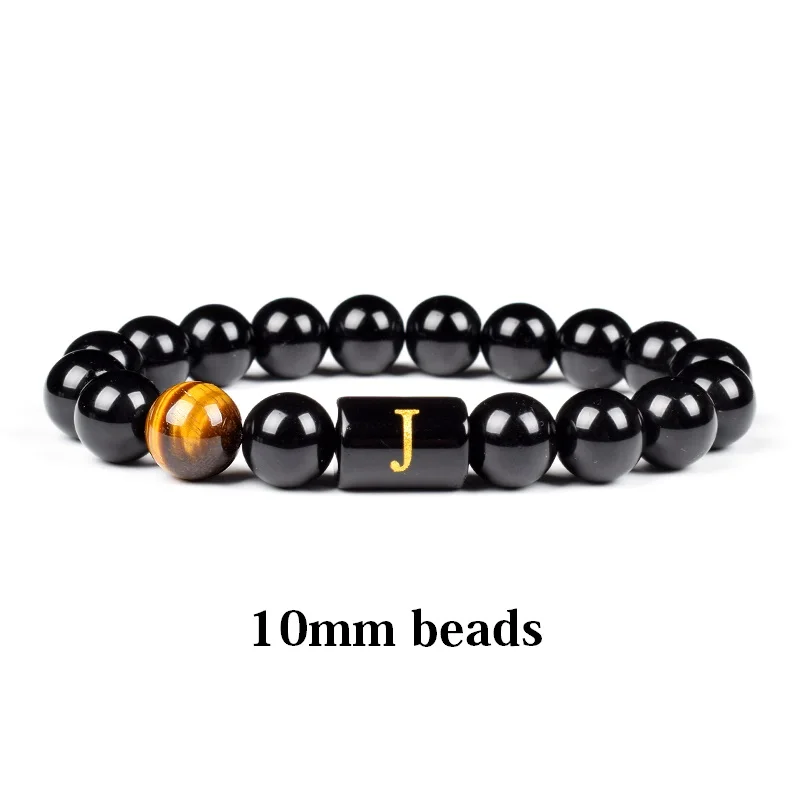 Initials Black Onyx and Tiger Eye Bracelet for Men 2