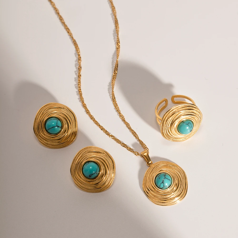 Geometric Circle Natural Turquoise Jewelry 1