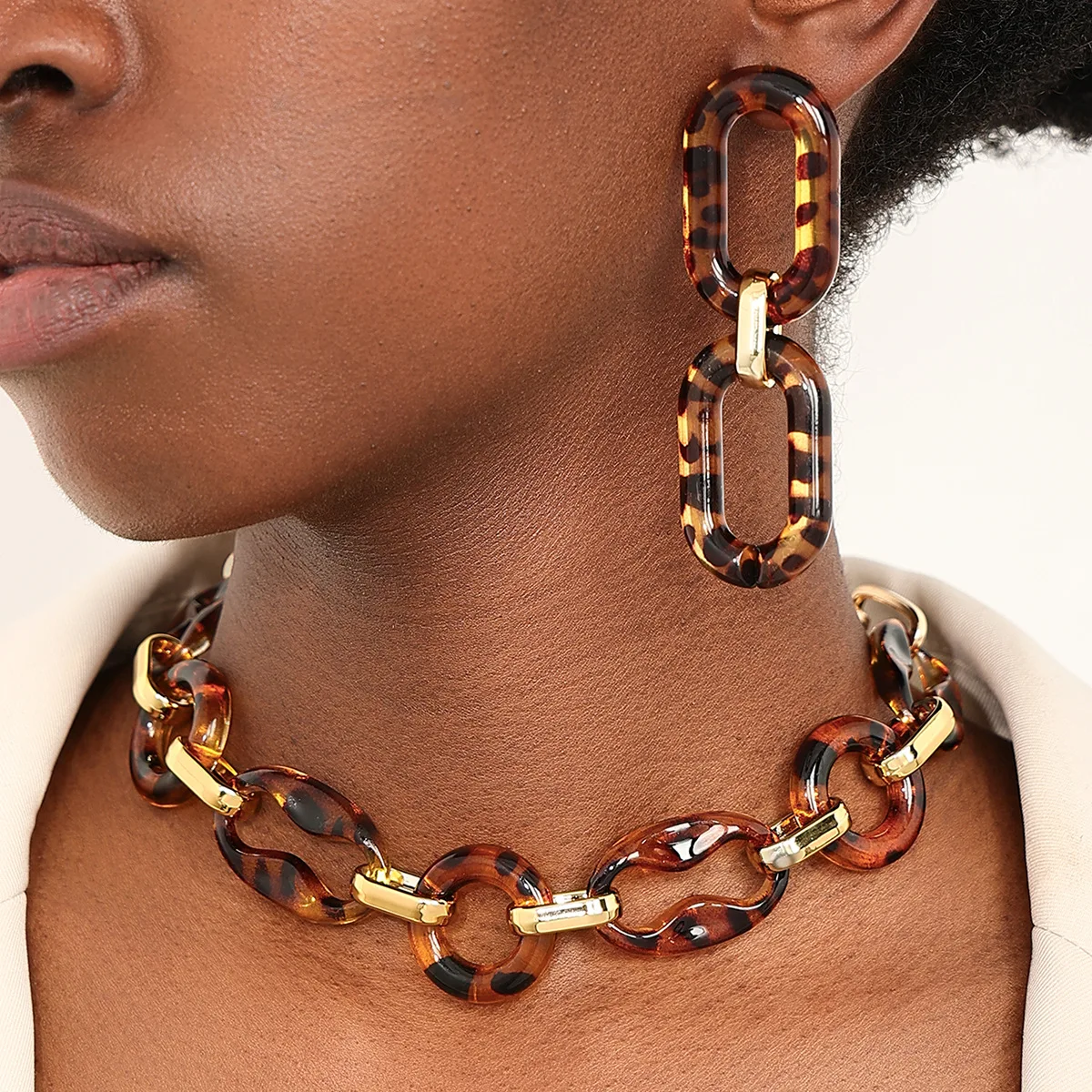 Tortoiseshell Print Jewelry Set 2