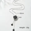 Black Rose Y Necklace Sweat 6