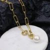 Stainless Steel Round Freshwater Pearl Necklace 4